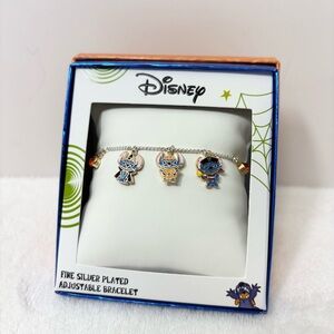 Disney Halloween Lilo & Stitch CHARM BRACELET Fine Silver‎ Plated NEW IN BOX